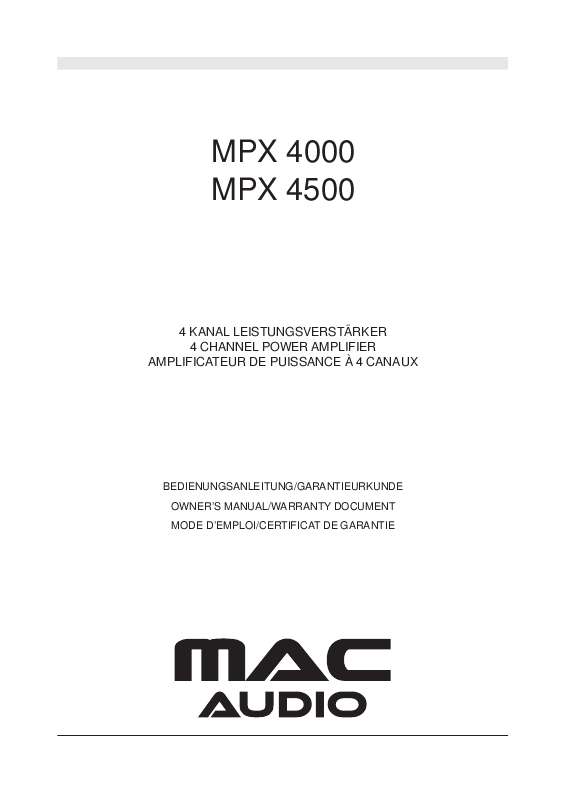 Notice MAC AUDIO MPX 4000 - Trouver une solution à un problème MAC ...